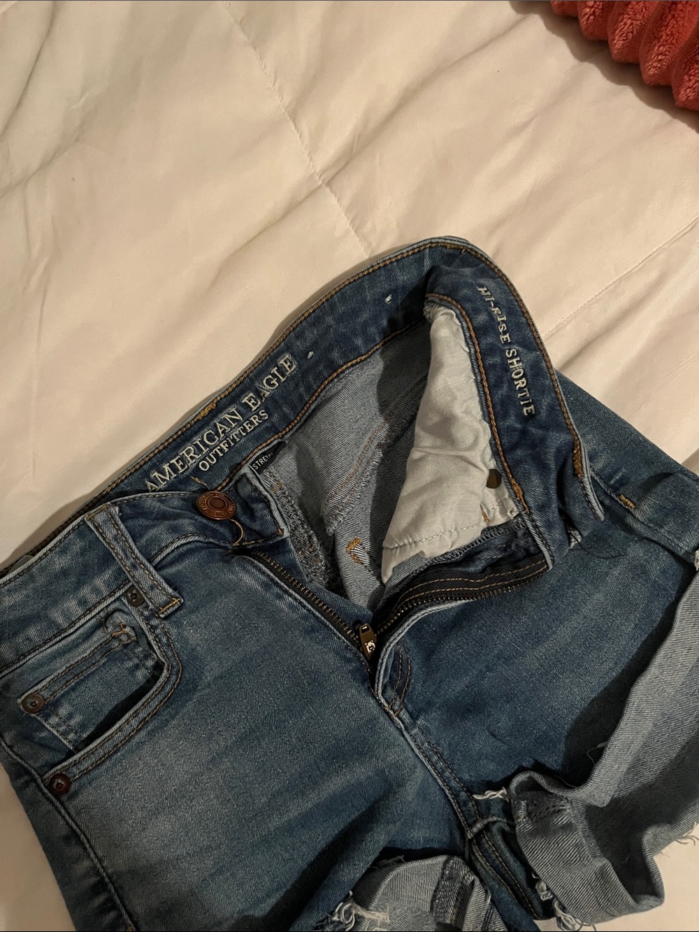 American Eagle Denim High Rise Shortie Shorts - Medium Blue